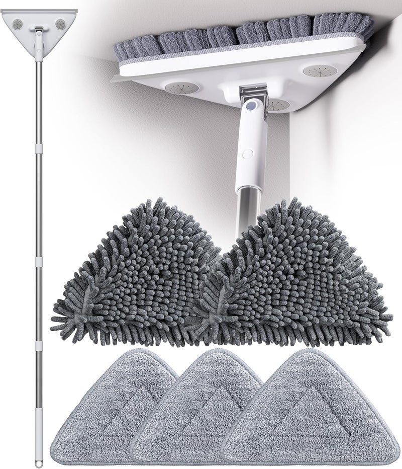 POPMOP Wall Cleaner Mop with Long Handle, Wall Duster with Extension Pole, 3-in-1 Wall Cleaner, Dust Mop with 5 Reusable Pads - Image 1